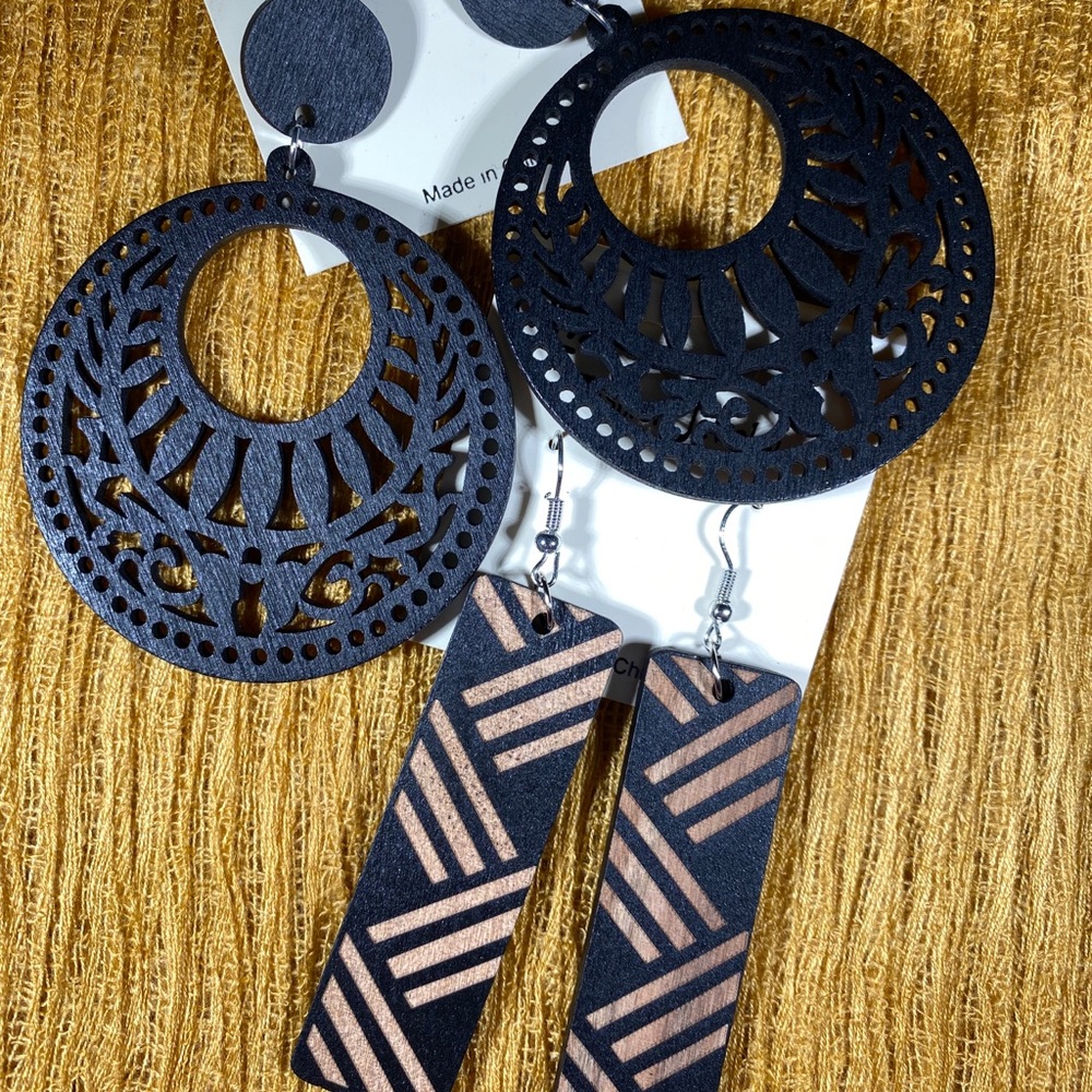 Dark Chocolate Wooden Earrings